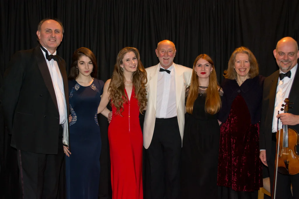 Left to right Left to right Andrew Sinclair - tenor, Carys Coleman - soprano, Nia Coleman - soprano, Tim French, Flora MacDonald - mezzo soprano, Nancy Cooley - pianist, Andrew Thurgood - violinst